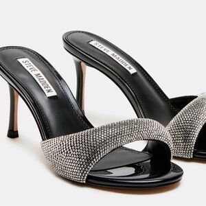 Steve Madden Black Heels with Chrystals